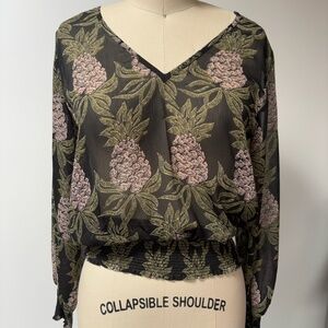 H&M- Sheer Pineapple Top